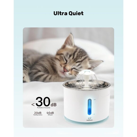 Fluffyunion Silver Fountain With Stainless Steel 4 Filters/4 Sponges Dispenser - Picture 3 of 6